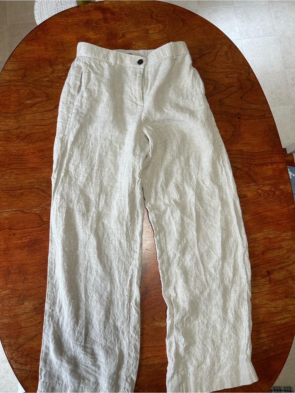 J. Crew Cream Straight-Leg Linen Pants